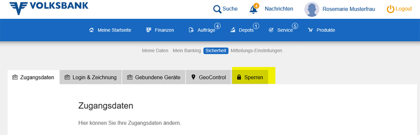 Screenshot aus dem hausbanking
